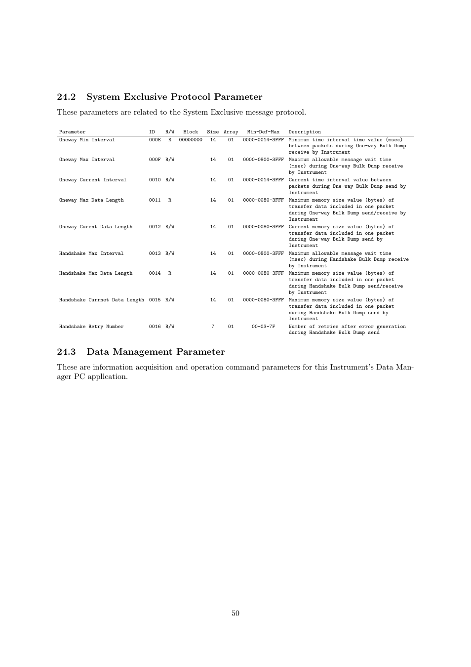 2 system exclusive protocol parameter, 3 data management parameter | Casio CTK6000 User Manual | Page 50 / 77