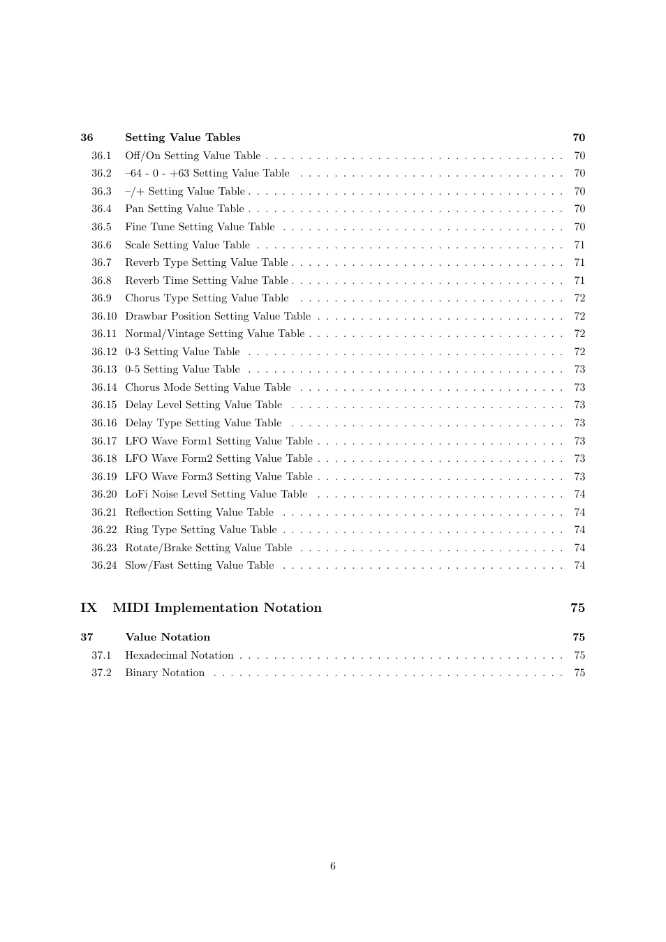 Ix midi implementation notation 75 | Casio CTK6000 User Manual | Page 6 / 77