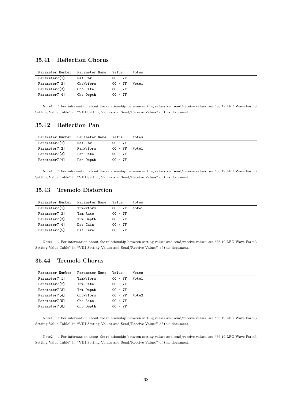 41 reﬂection chorus, 42 reﬂection pan, 43 tremolo distortion | 44 tremolo chorus | Casio CTK6000 User Manual | Page 68 / 77