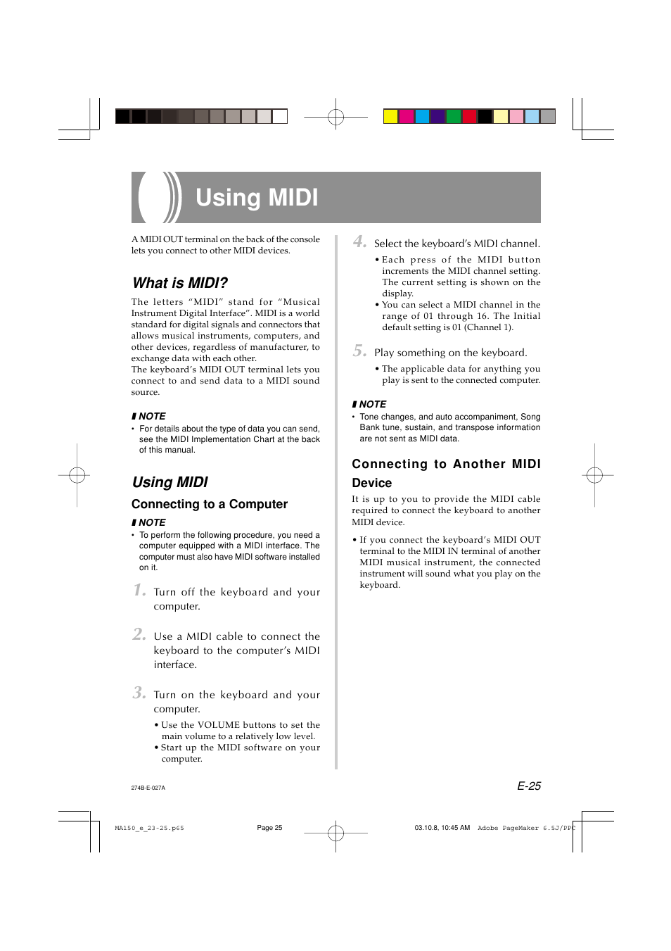 Using midi, What is midi | Casio MA-150 User Manual | Page 27 / 43