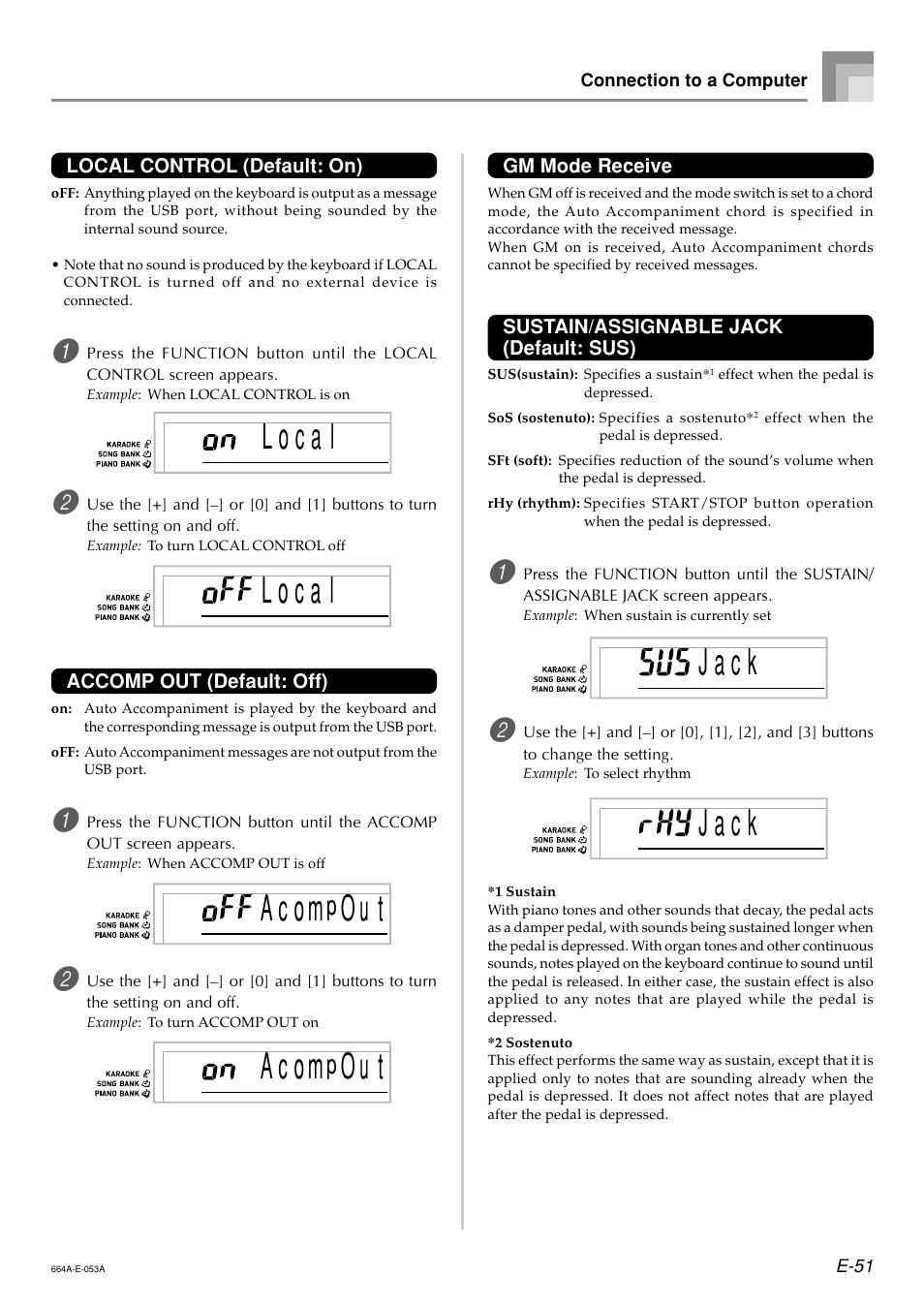 J a c k, A c o m, O u t | Casio LK300TV User Manual | Page 53 / 74