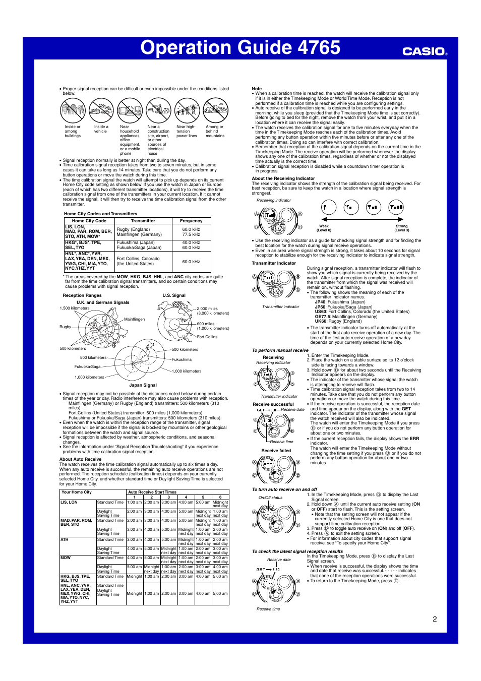 Operation guide 4765, Lll ll ll l l | Casio Operation Guide 4765 User Manual | Page 2 / 6