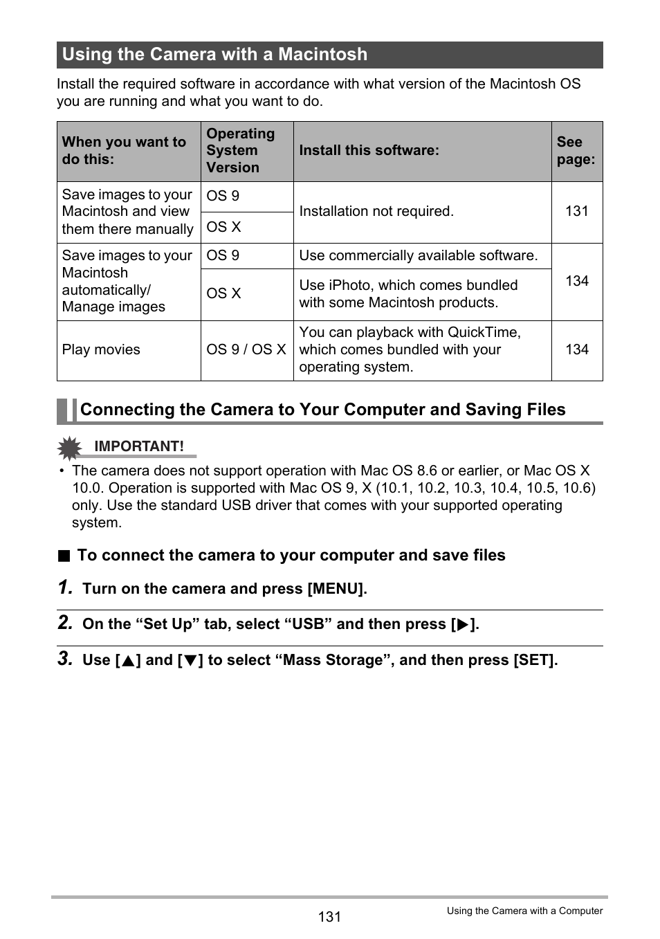 Using the camera with a macintosh | Casio EXILIM EX-Z2000 User Manual | Page 131 / 195