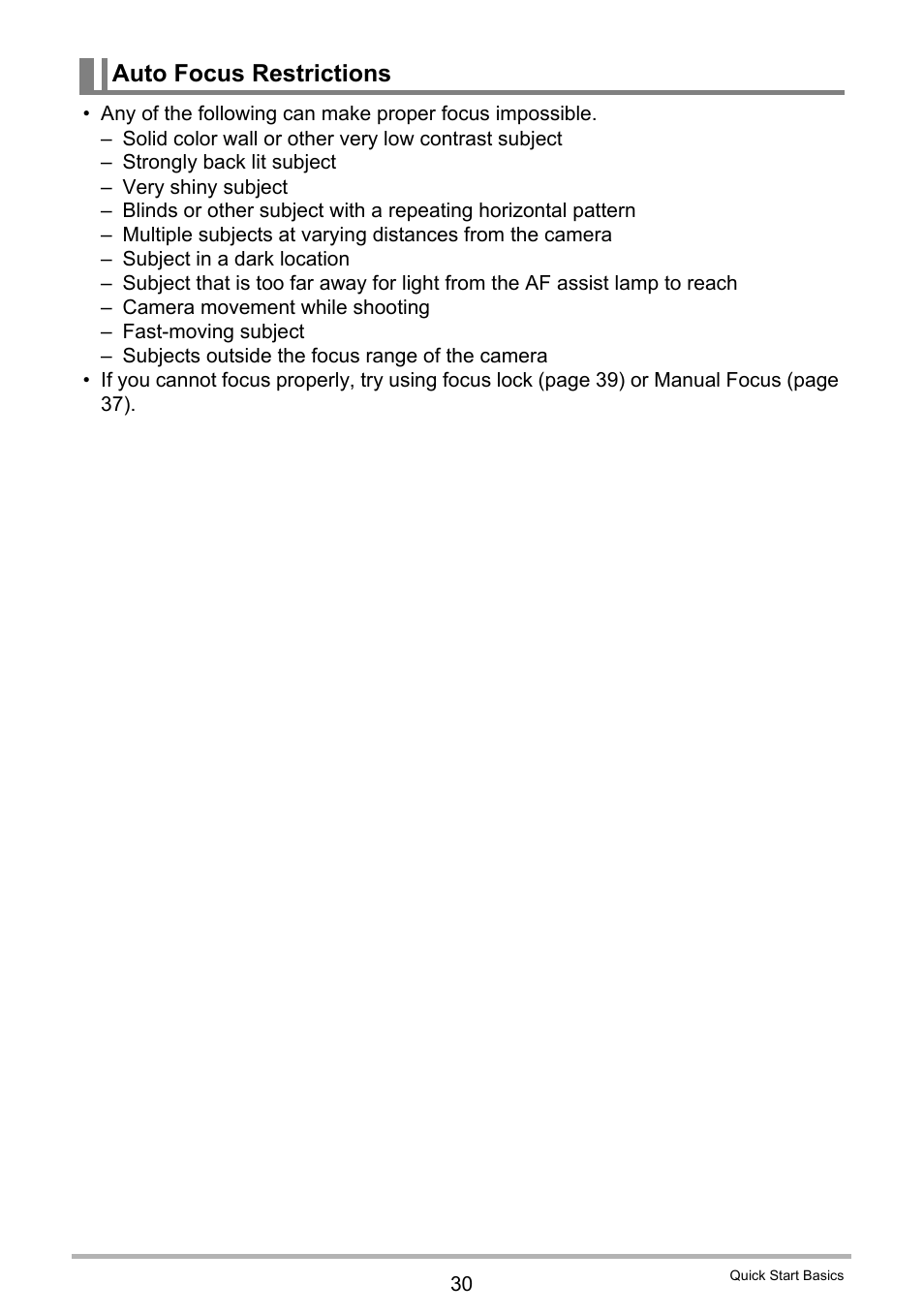 Auto focus restrictions | Casio EXILIM EX-Z2000 User Manual | Page 30 / 195