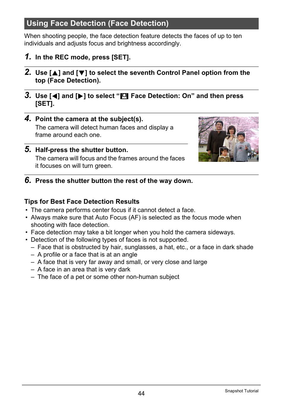 Using face detection (face detection) | Casio EXILIM EX-Z2000 User Manual | Page 44 / 195