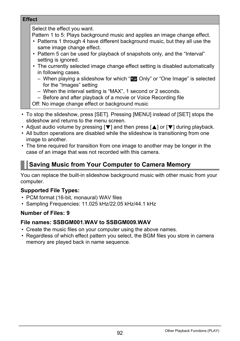 Saving music from your computer to camera memory | Casio EXILIM EX-Z2000 User Manual | Page 92 / 195