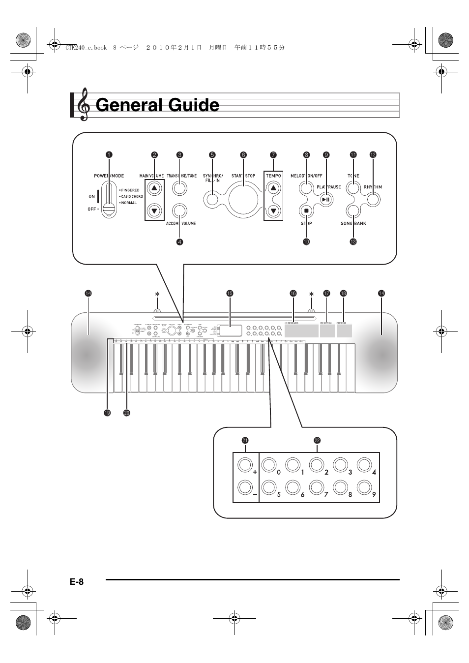 General guide | Casio CTK240ES1A User Manual | Page 10 / 46