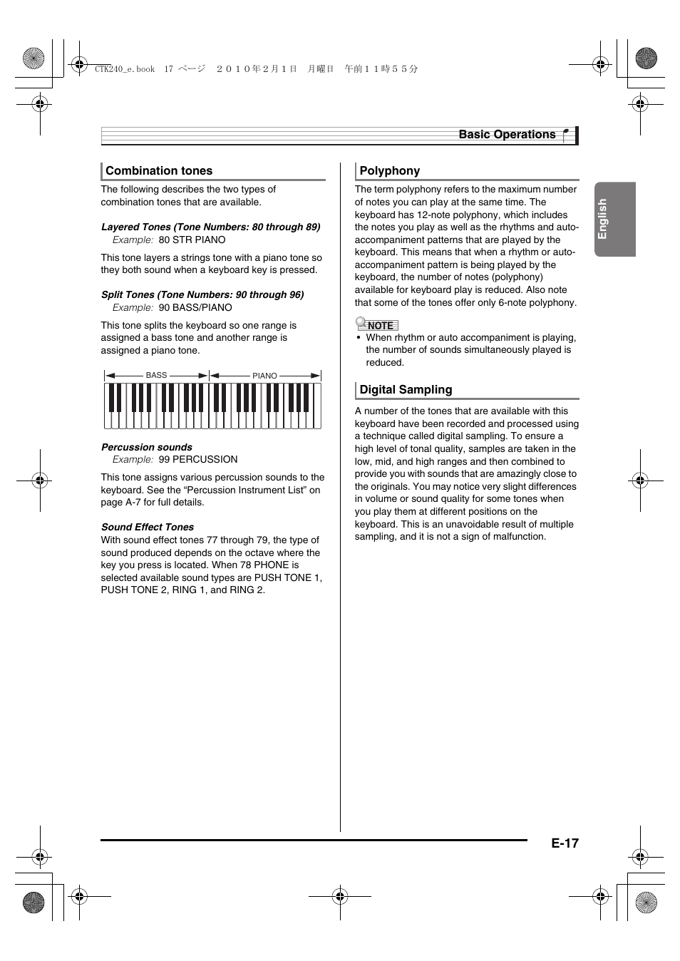 E-17 | Casio CTK240ES1A User Manual | Page 19 / 46