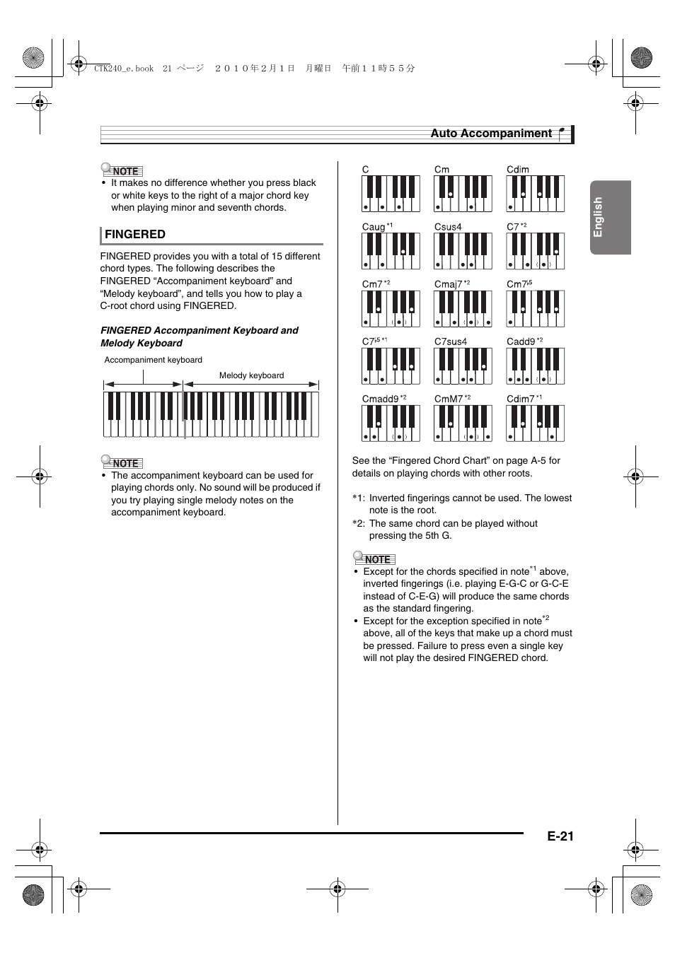 E-21 | Casio CTK240ES1A User Manual | Page 23 / 46