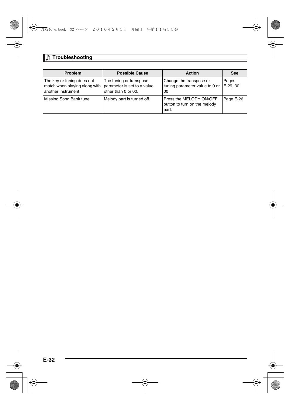 E-32 | Casio CTK240ES1A User Manual | Page 34 / 46