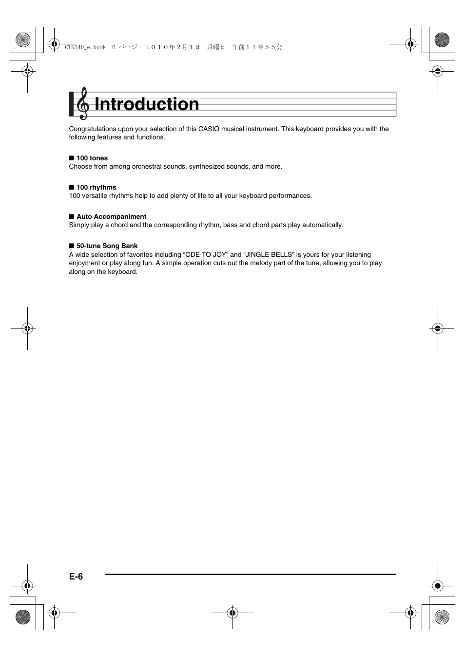 Introduction | Casio CTK240ES1A User Manual | Page 8 / 46