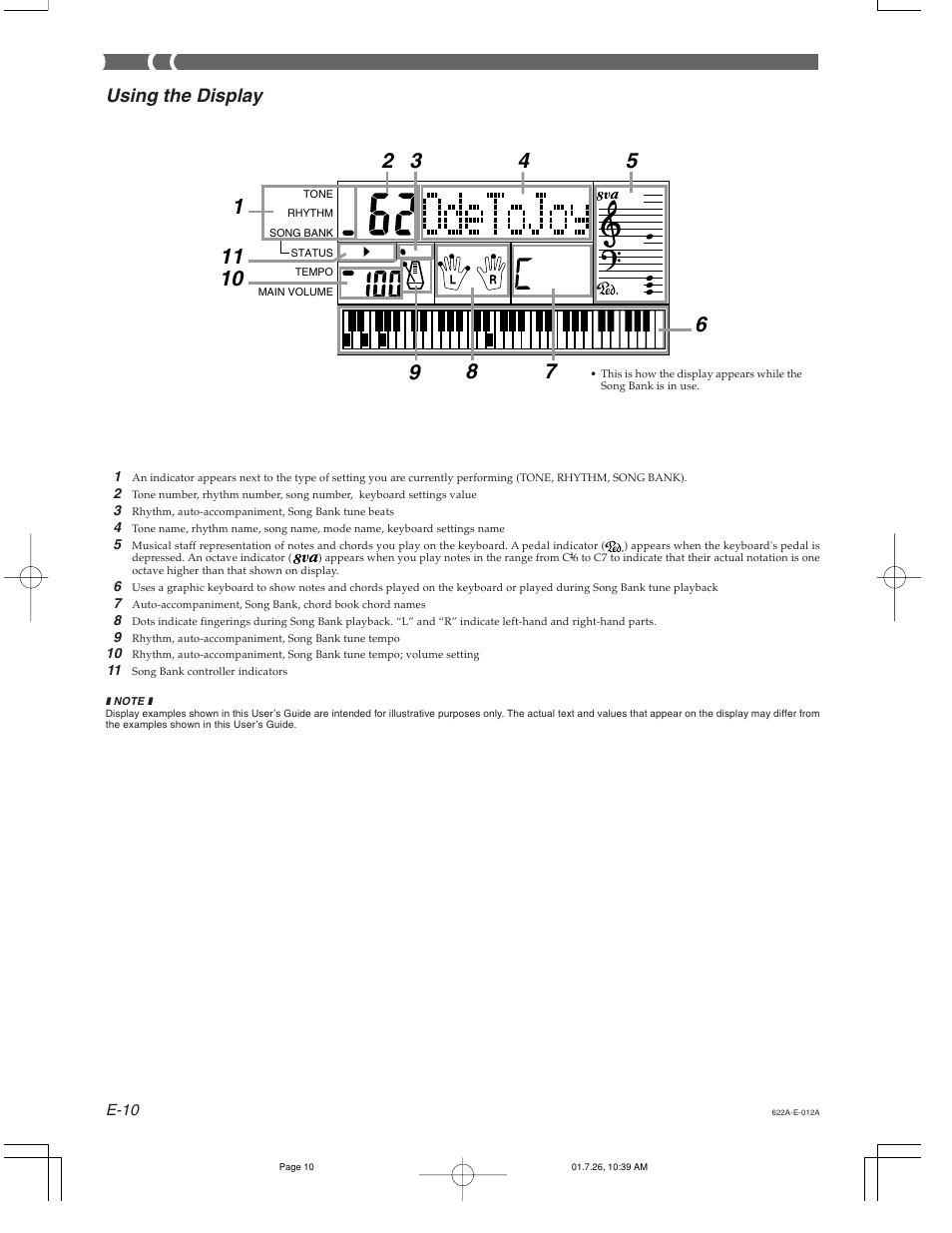 Using the display | Casio CTK-451 User Manual | Page 12 / 46