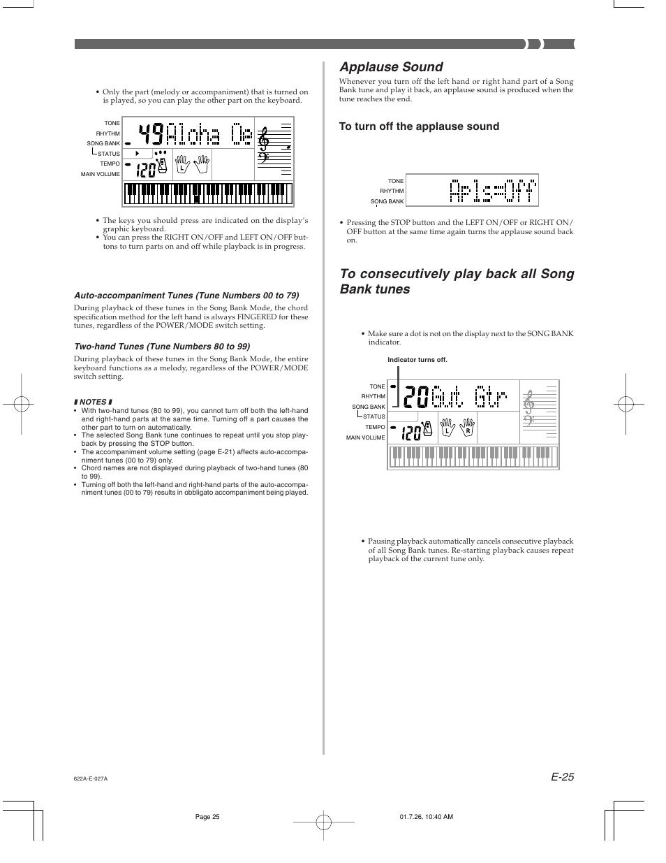 Applause sound, E-25 | Casio CTK-451 User Manual | Page 27 / 46