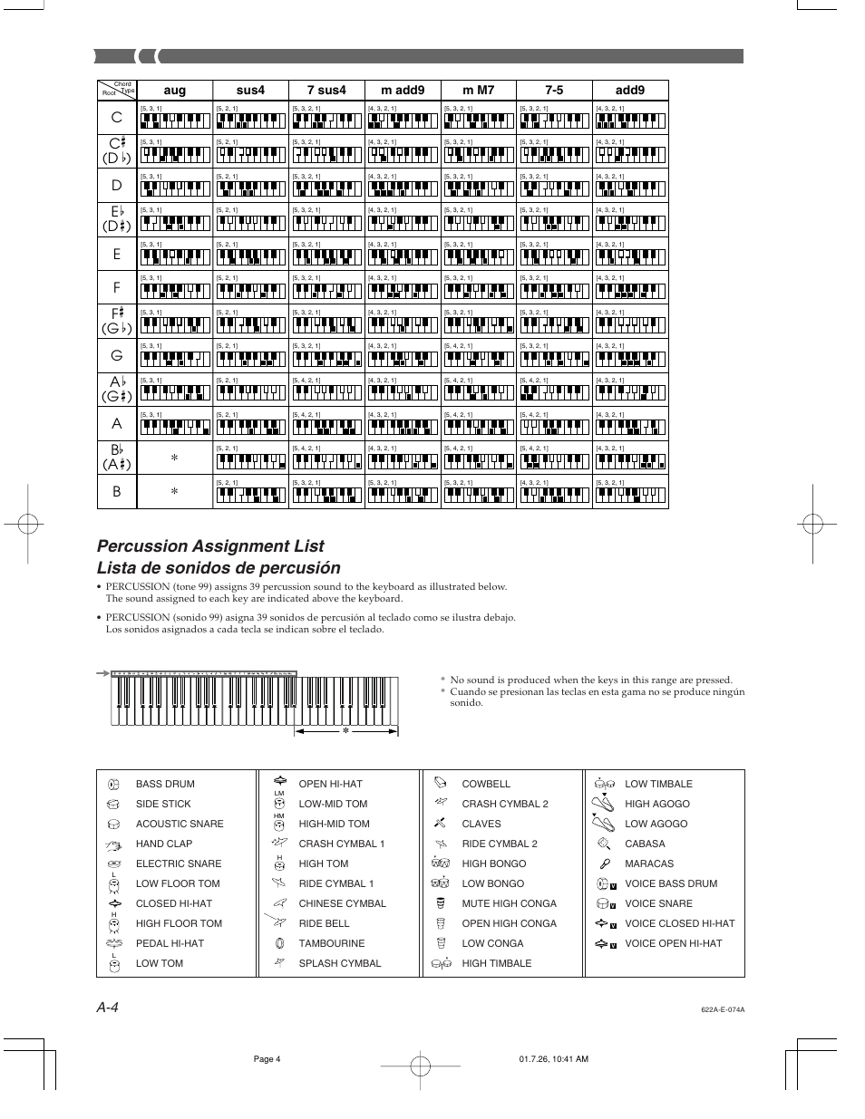 Aug sus4 | Casio CTK-451 User Manual | Page 40 / 46