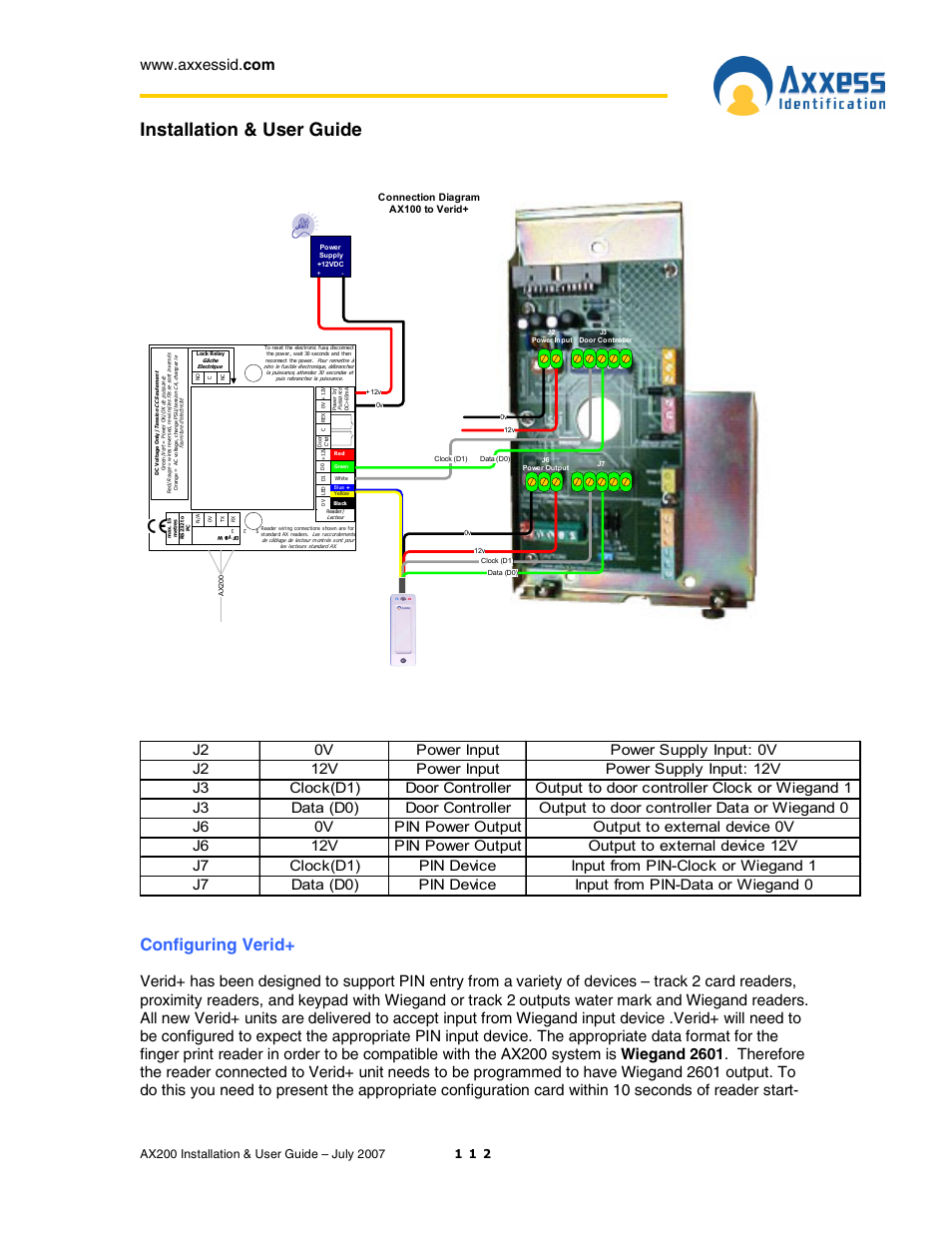 Installation & user guide, Configuring verid | Casio AX200 User Manual | Page 112 / 118