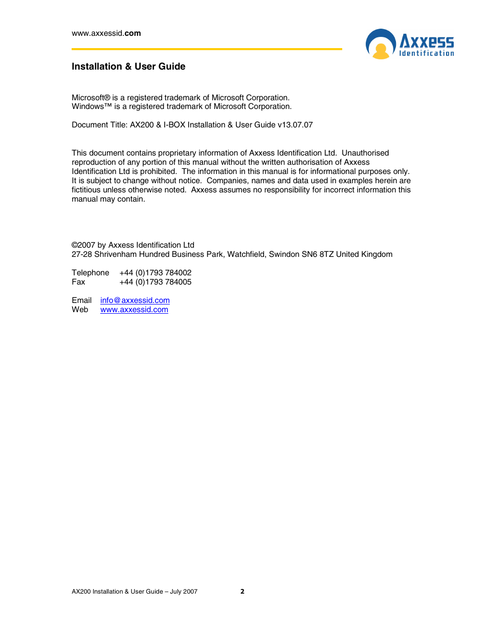 Casio AX200 User Manual | Page 2 / 118