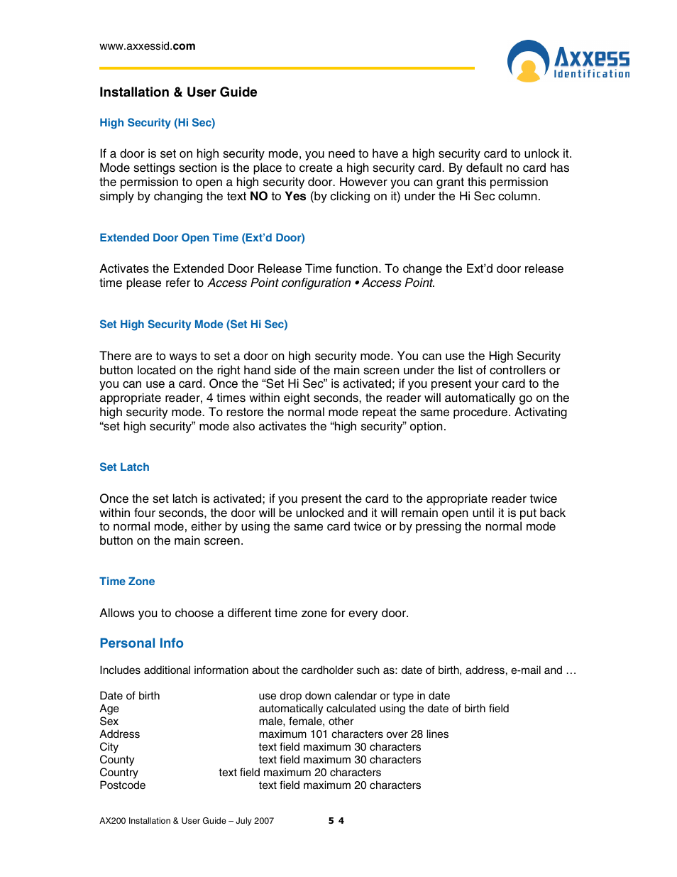 Casio AX200 User Manual | Page 54 / 118