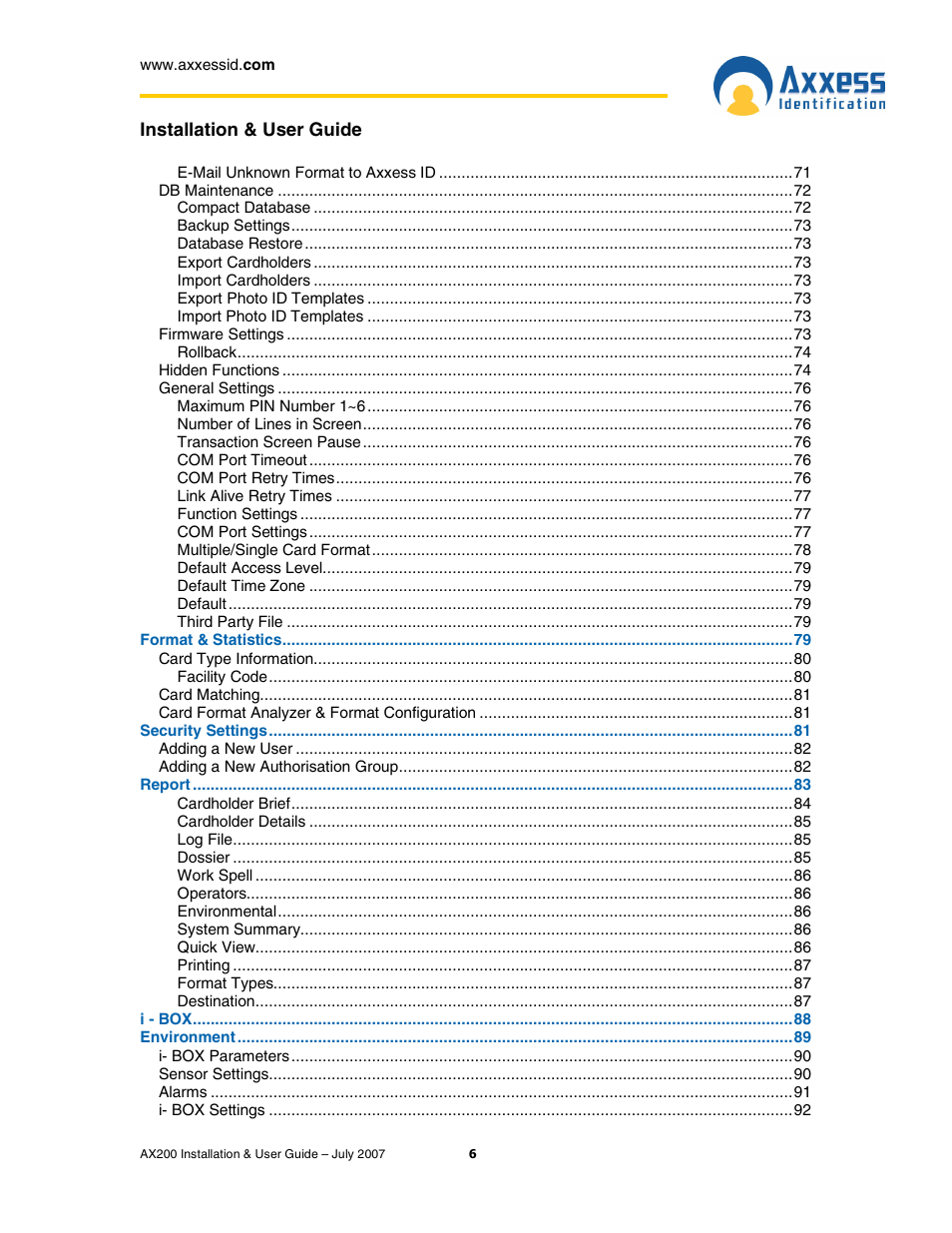 Casio AX200 User Manual | Page 6 / 118