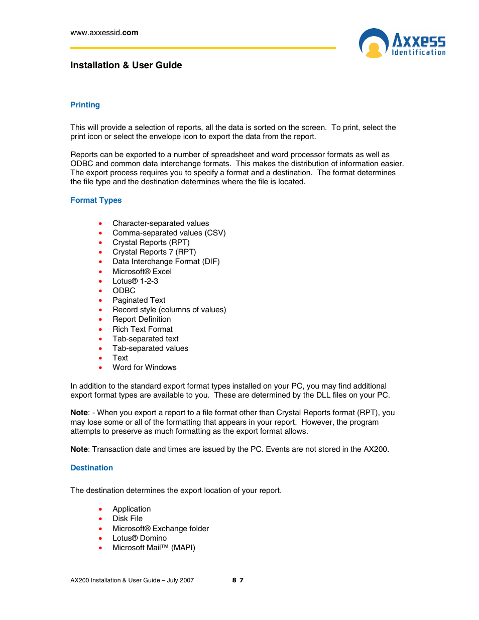 Casio AX200 User Manual | Page 87 / 118
