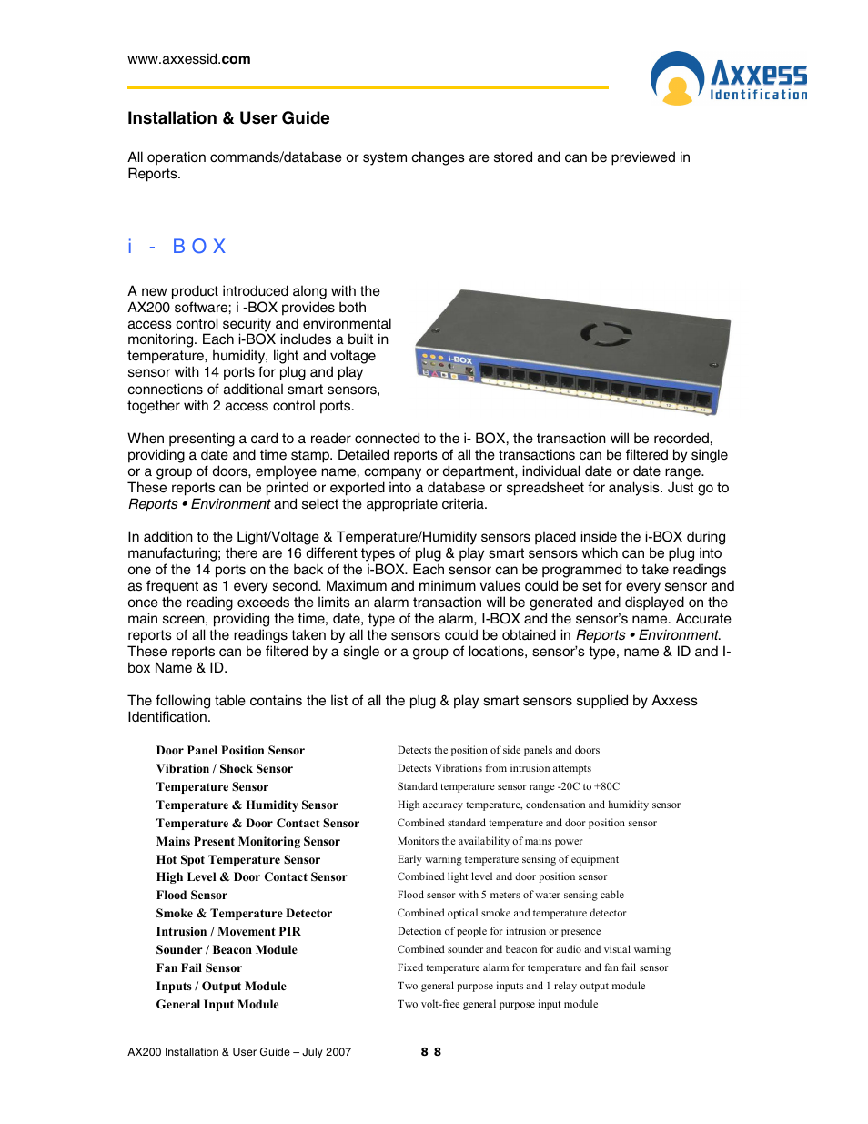 I - b o x, Installation & user guide | Casio AX200 User Manual | Page 88 / 118