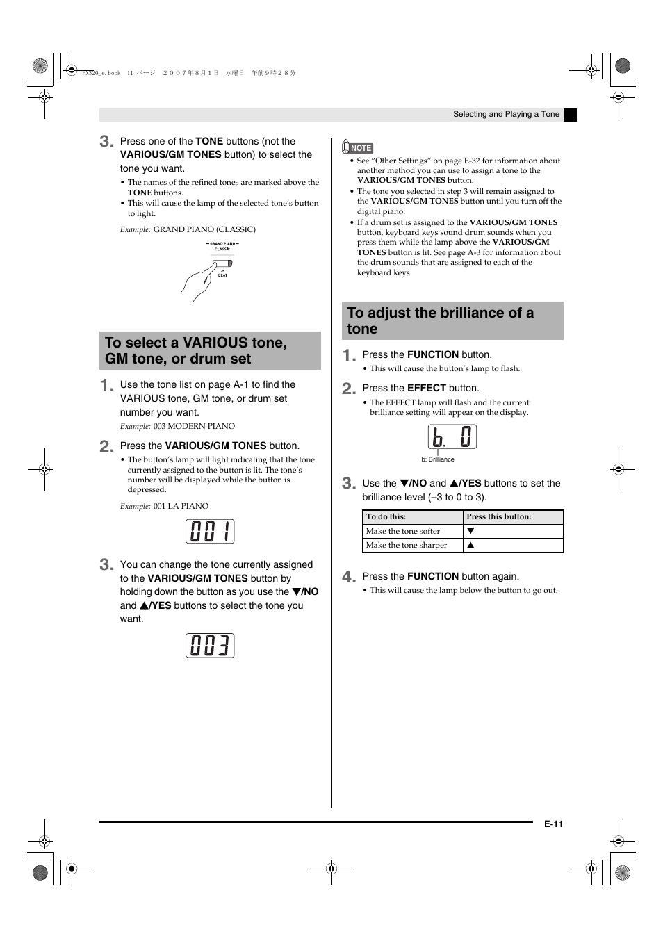 Casio keyboard PX-320 User Manual | Page 13 / 62