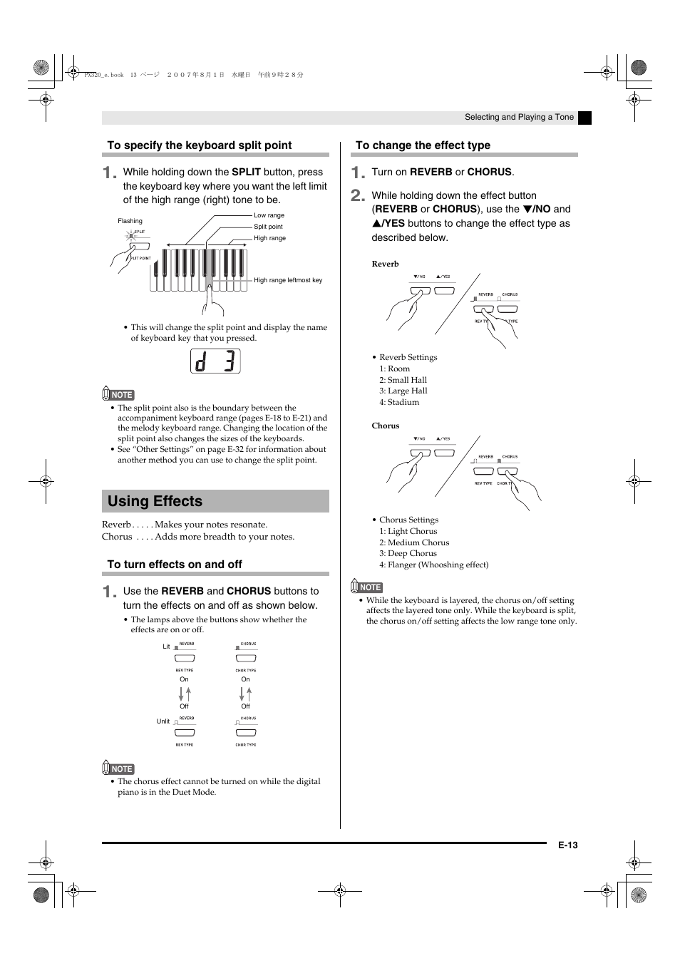 Using effects | Casio keyboard PX-320 User Manual | Page 15 / 62