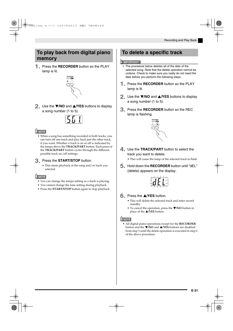 Casio keyboard PX-320 User Manual | Page 33 / 62