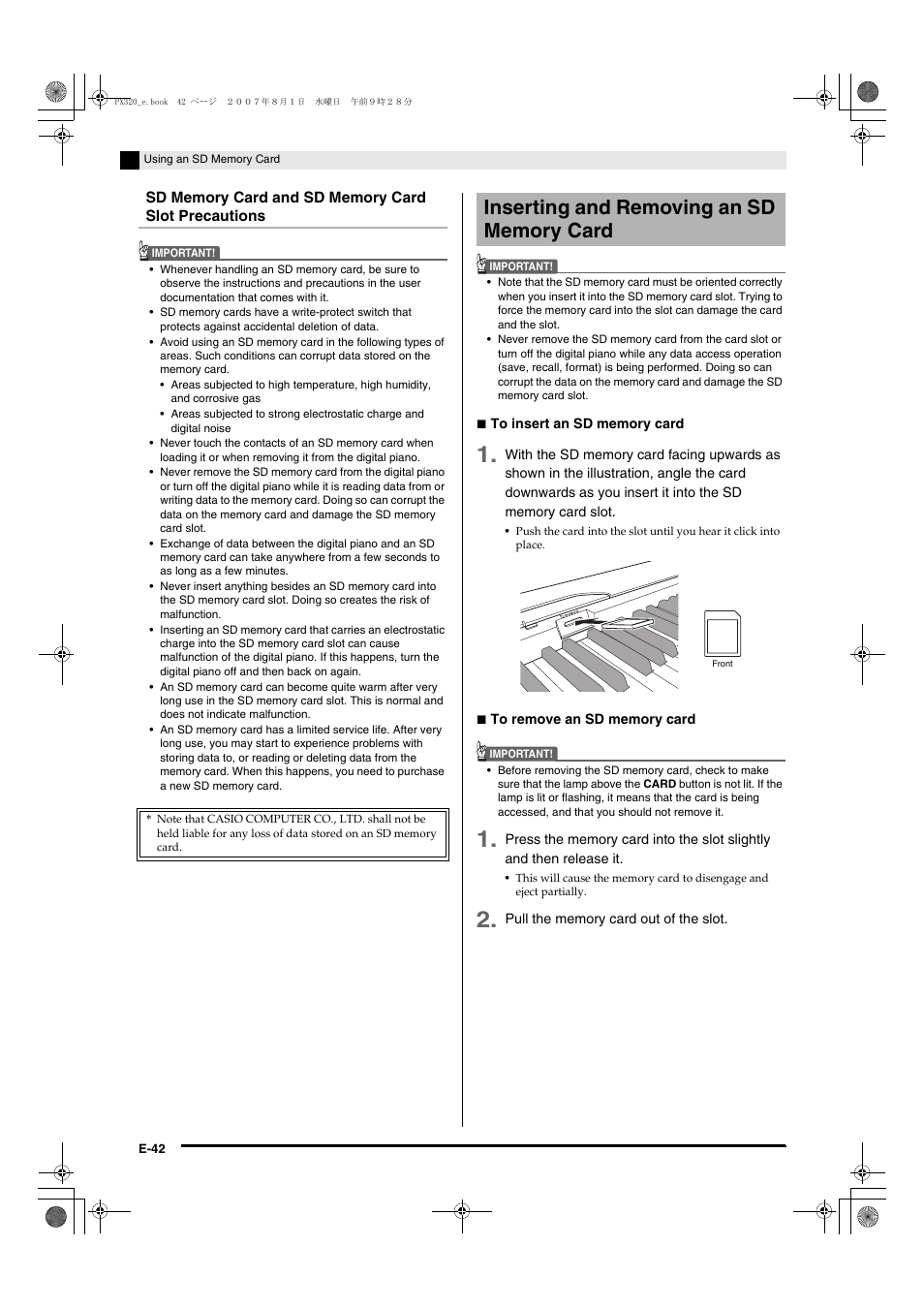 Casio keyboard PX-320 User Manual | Page 44 / 62