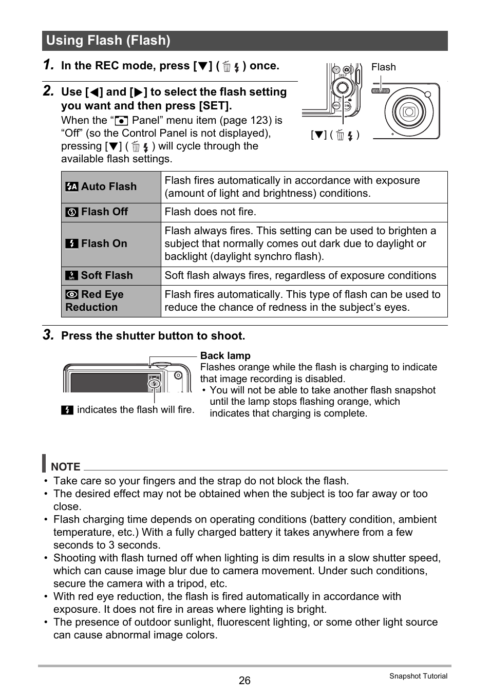 Using flash (flash) | Casio EXILIM K1100PCM1DMX User Manual | Page 26 / 167