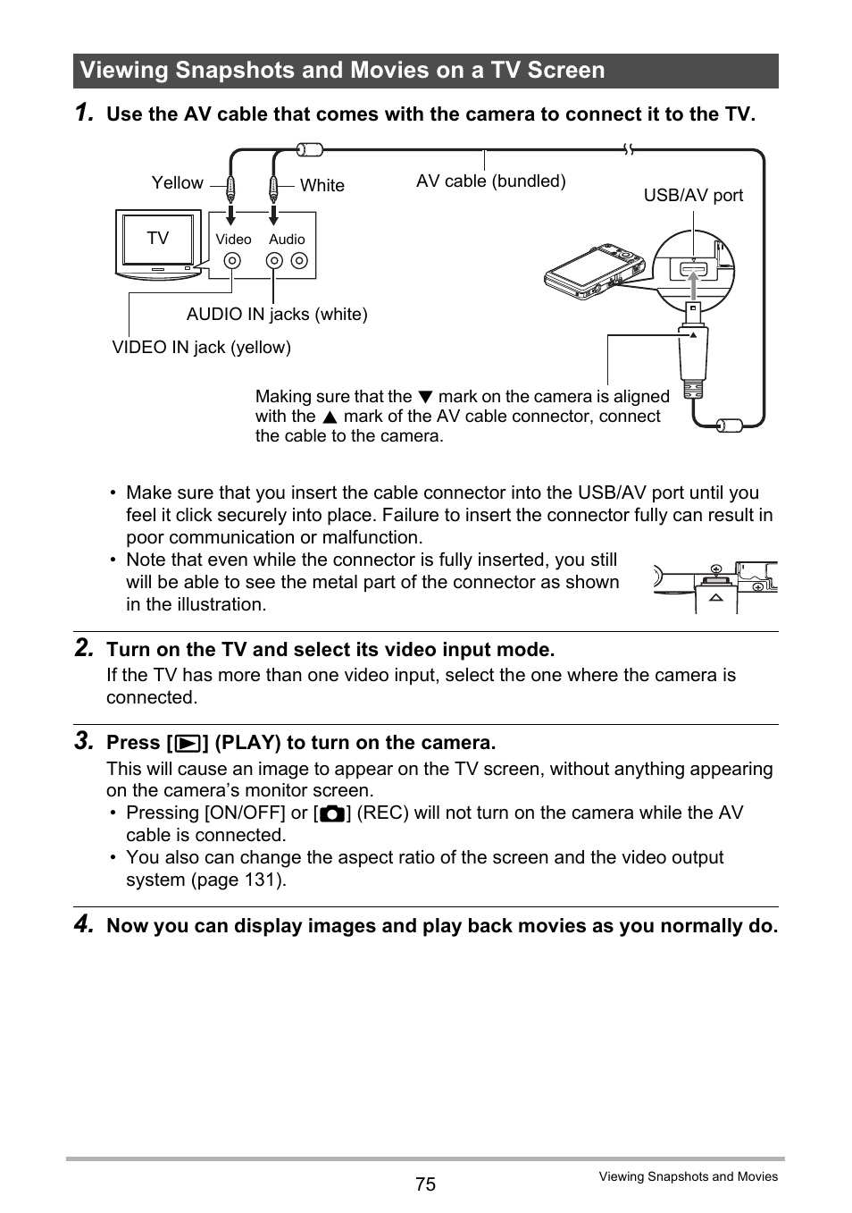 Viewing snapshots and movies on a tv screen | Casio EXILIM K1100PCM1DMX User Manual | Page 75 / 167