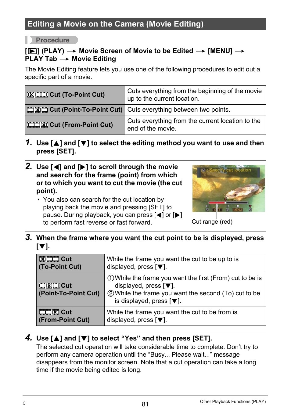 Editing a movie on the camera (movie editing) | Casio EXILIM K1100PCM1DMX User Manual | Page 81 / 167