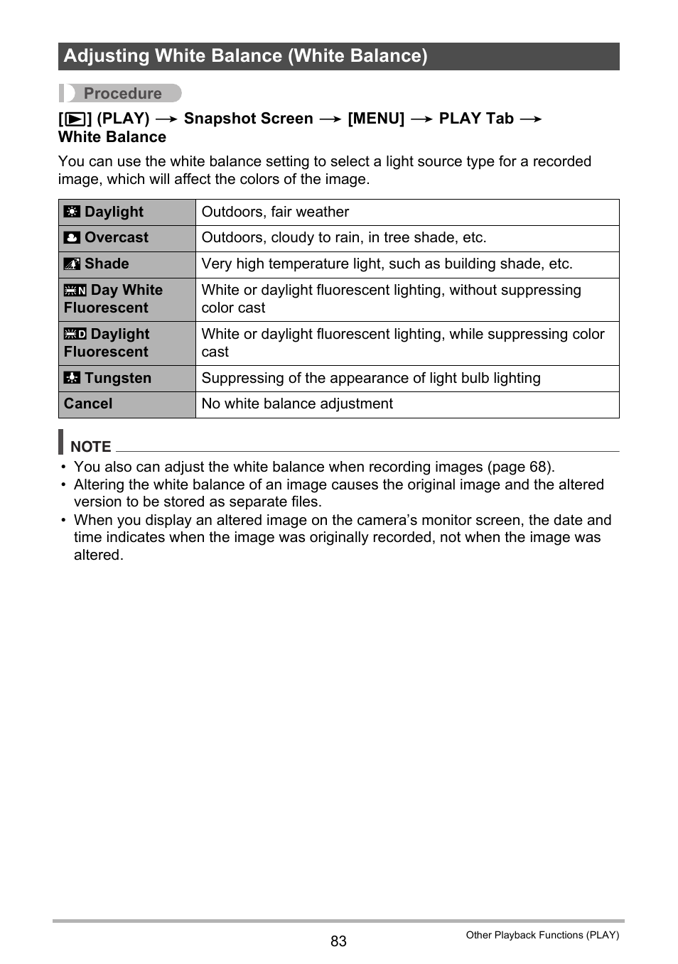 Adjusting white balance (white balance) | Casio EXILIM K1100PCM1DMX User Manual | Page 83 / 167