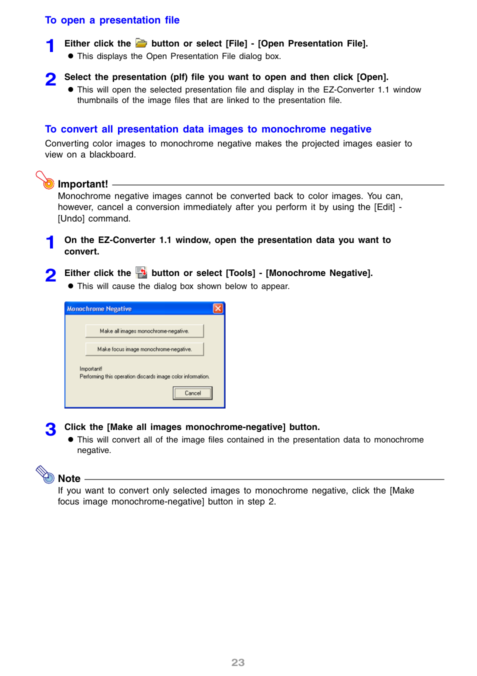 Open a presentation file | Casio XJS38 User Manual | Page 23 / 61