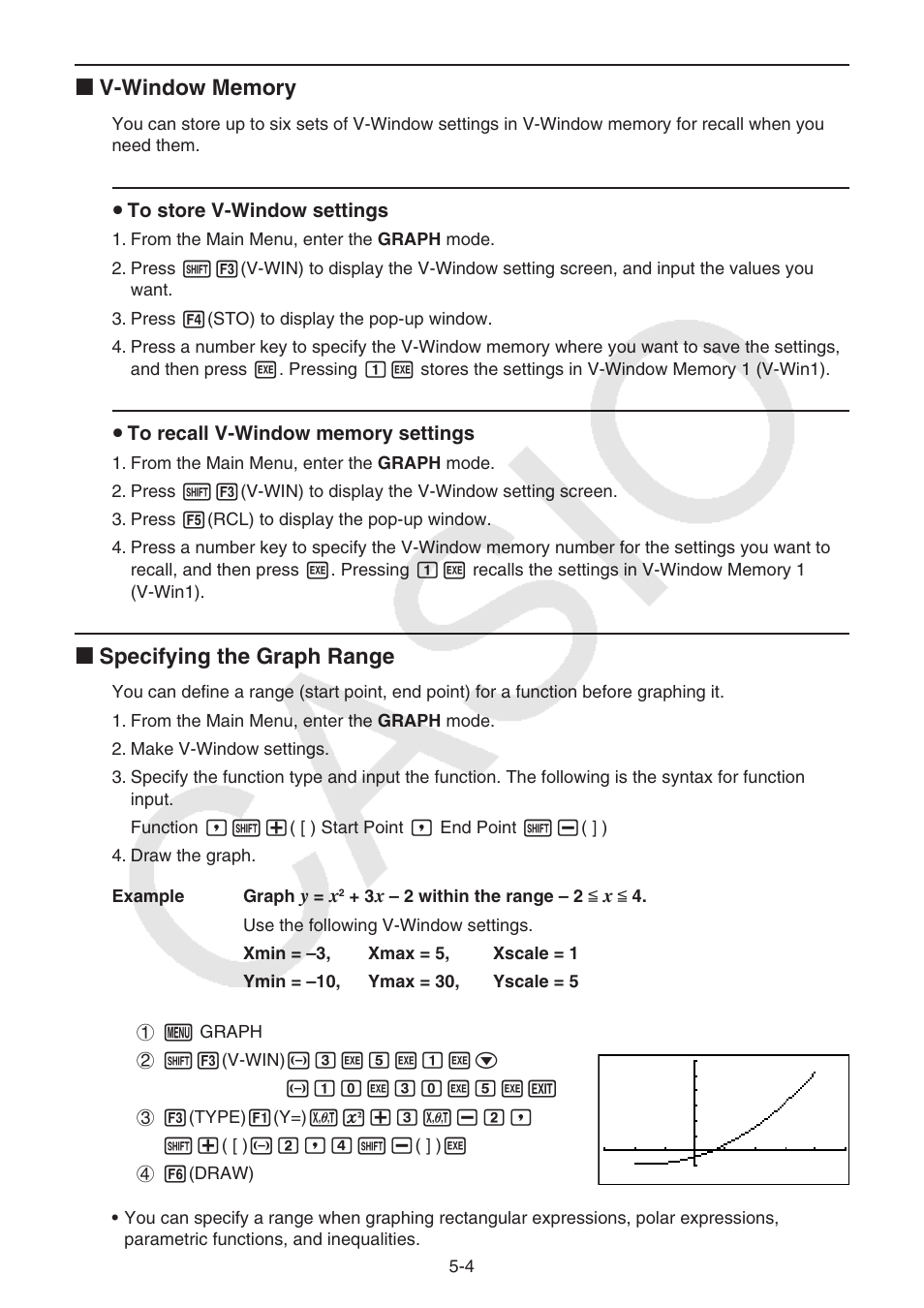 I specifying the graph range | Casio FX-9750GII User Manual | Page 110 / 402