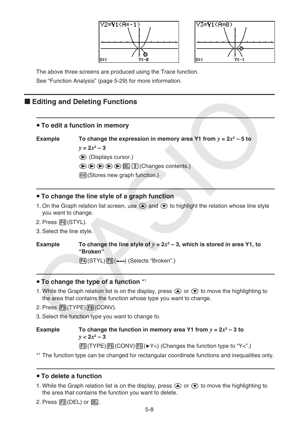 I editing and deleting functions | Casio FX-9750GII User Manual | Page 114 / 402