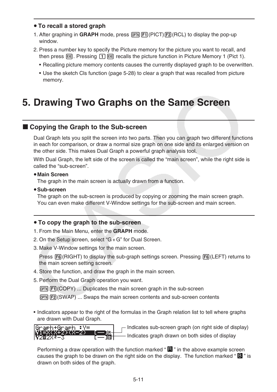 Drawing two graphs on the same screen, Drawing two graphs on the same screen -11 | Casio FX-9750GII User Manual | Page 117 / 402
