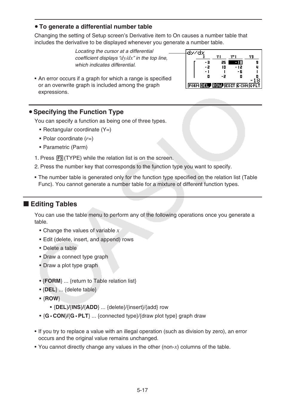I editing tables | Casio FX-9750GII User Manual | Page 123 / 402