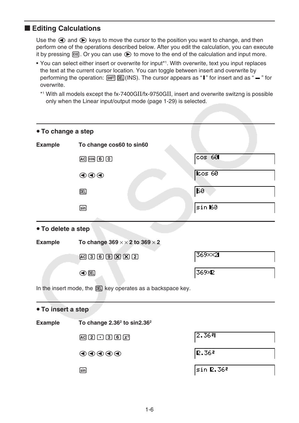 I editing calculations | Casio FX-9750GII User Manual | Page 13 / 402