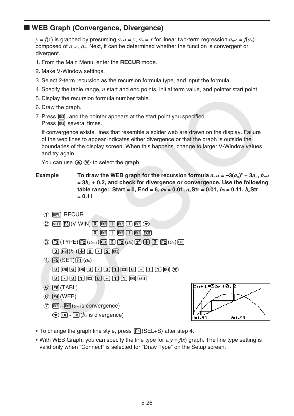 I web graph (convergence, divergence) | Casio FX-9750GII User Manual | Page 132 / 402