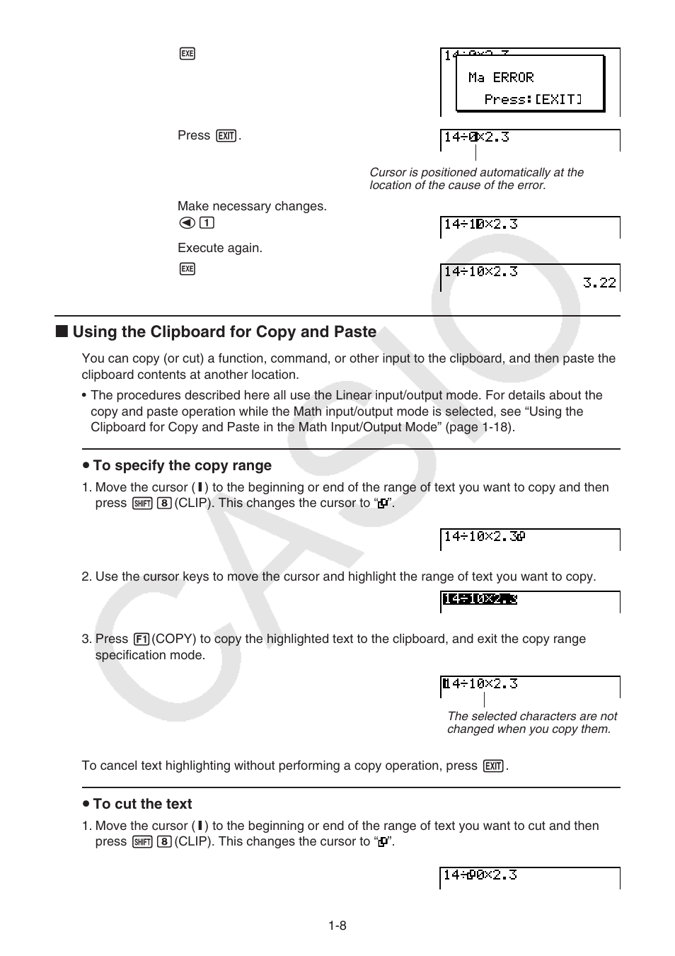 I using the clipboard for copy and paste | Casio FX-9750GII User Manual | Page 15 / 402