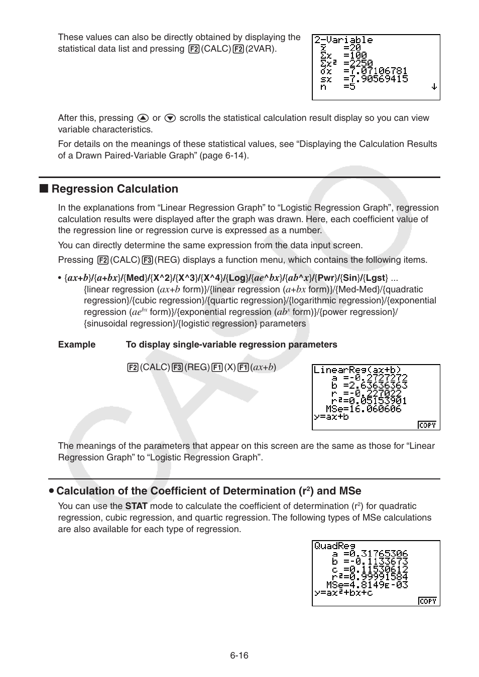 I regression calculation | Casio FX-9750GII User Manual | Page 156 / 402