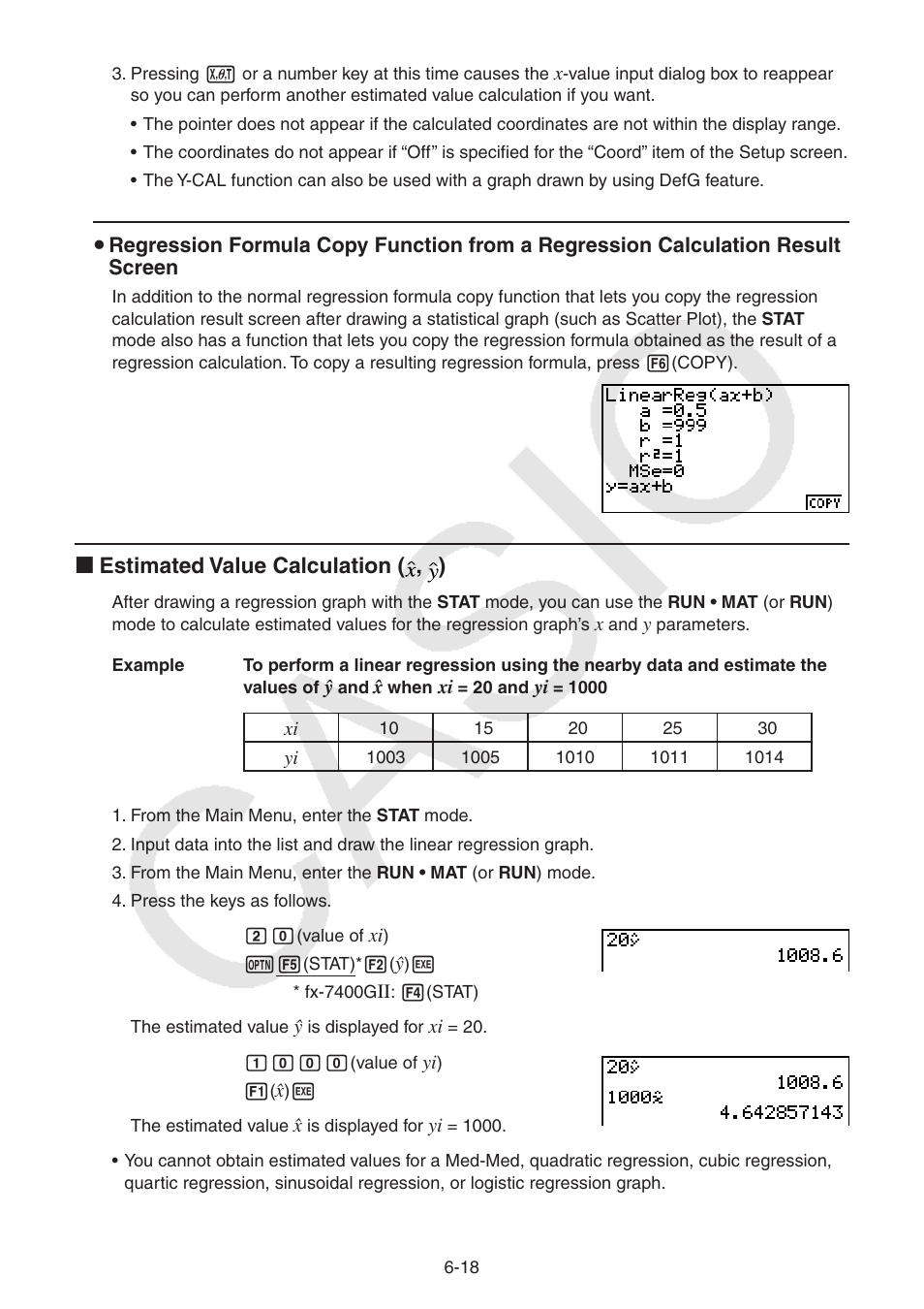 I estimated value calculation ( , ) | Casio FX-9750GII User Manual | Page 158 / 402