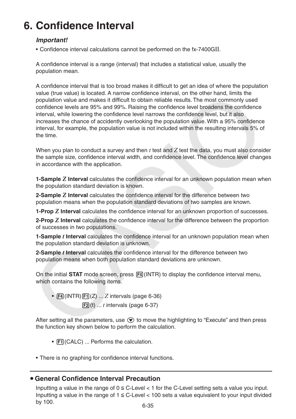 Confidence interval, Confidence, Interval | Casio FX-9750GII User Manual | Page 175 / 402