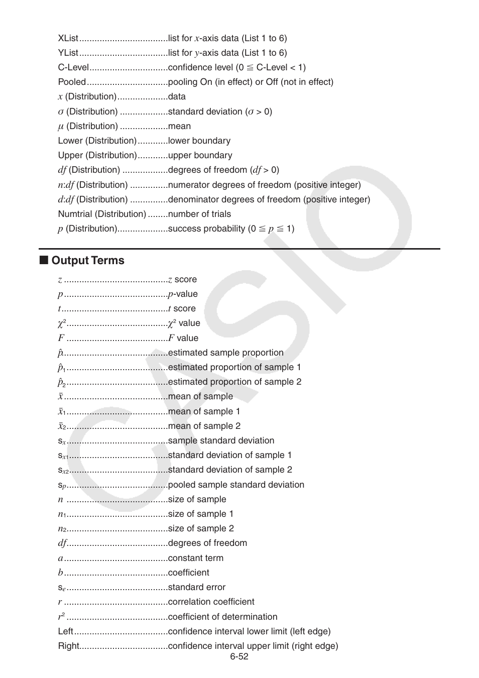 I output terms | Casio FX-9750GII User Manual | Page 192 / 402