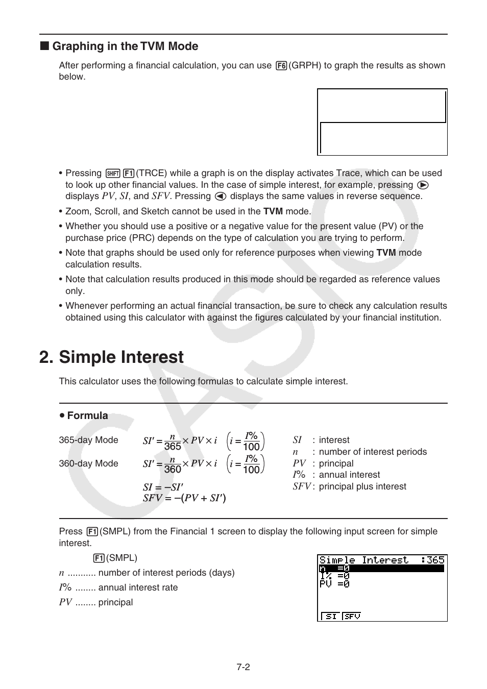 Simple interest, Simple interest -2 | Casio FX-9750GII User Manual | Page 197 / 402