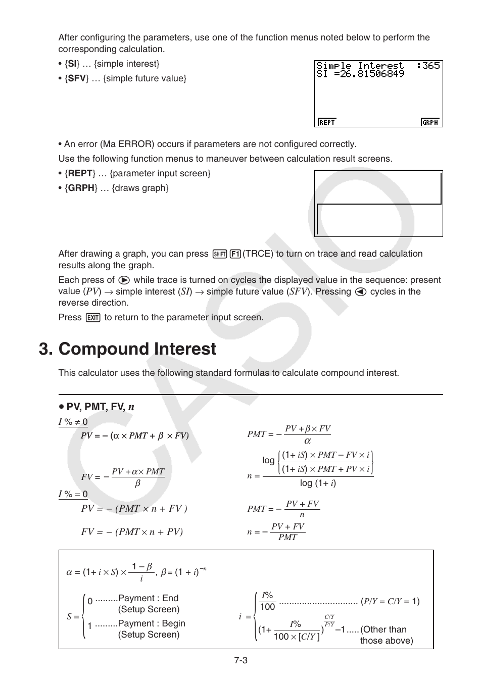 Compound interest, Compound, Interest | Casio FX-9750GII User Manual | Page 198 / 402