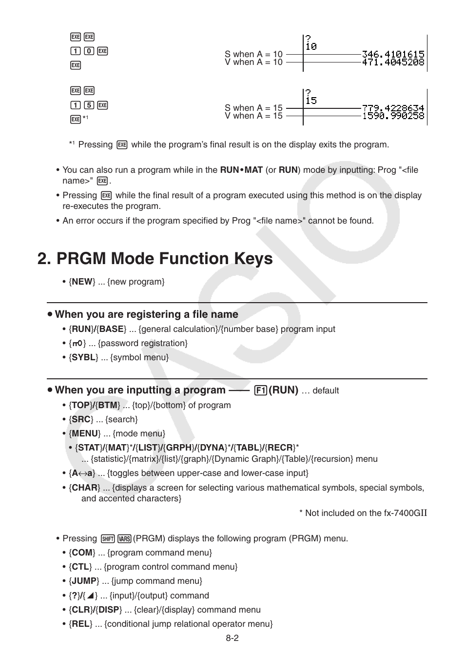 Prgm mode function keys, Prgm mode function keys -2 | Casio FX-9750GII User Manual | Page 213 / 402