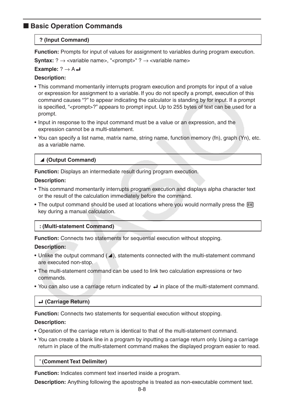 I basic operation commands | Casio FX-9750GII User Manual | Page 219 / 402