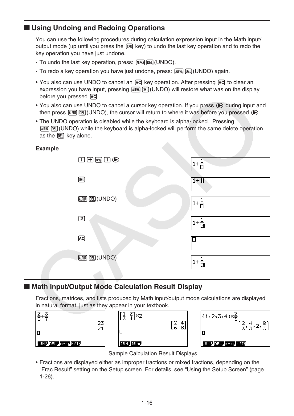 I using undoing and redoing operations | Casio FX-9750GII User Manual | Page 23 / 402