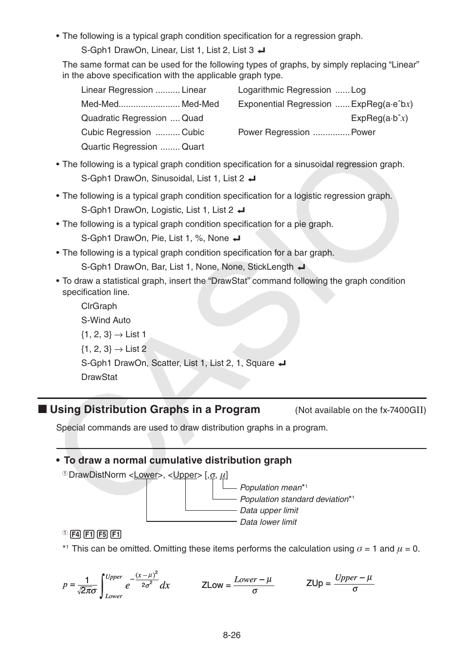 I using distribution graphs in a program | Casio FX-9750GII User Manual | Page 237 / 402